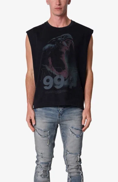 Mnml Snake Venom Sleeveless Graphic Cutoff T-shirt In Black