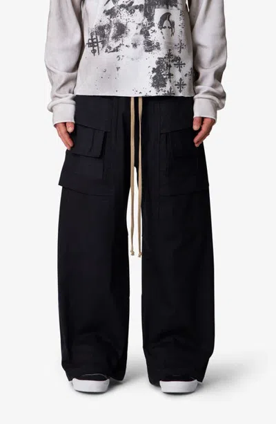 Mnml Strapped Wide Leg Cargo Pants In Black