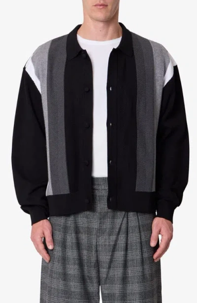 Mnml Stripe Collar Cardigan In Black
