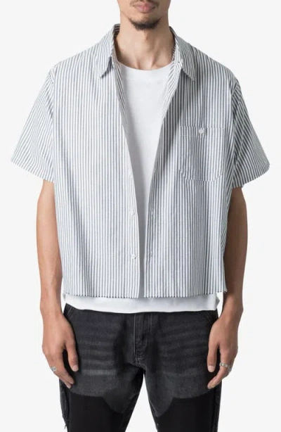 Mnml Stripe Short Sleeve Button-up Shirt In Grey/white