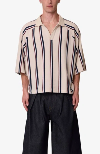 Mnml Striped Cotton Polo Shirt In White
