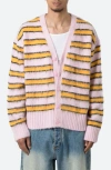 MNML STRIPED FAUX MOHAIR CARDIGAN