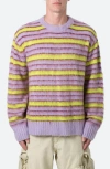 MNML STRIPED FAUX MOHAIR SWEATER