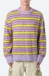 Mnml Striped Faux Mohair Sweater In Green/ Purple