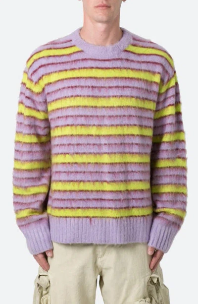 Mnml Striped Faux Mohair Sweater In Green/ Purple