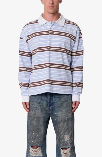 Mnml Striped Long Sleeve Polo Shirt In Blue