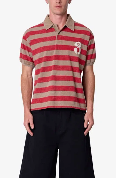 Mnml Striped Short Sleeve Rugby Shirt In Red