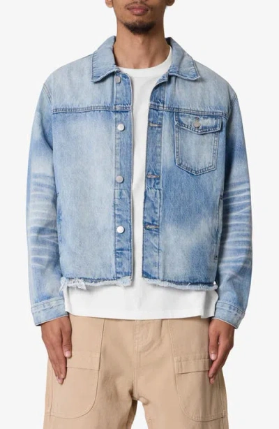 Mnml Sun Washed Frayed Denim Jacket In Blue
