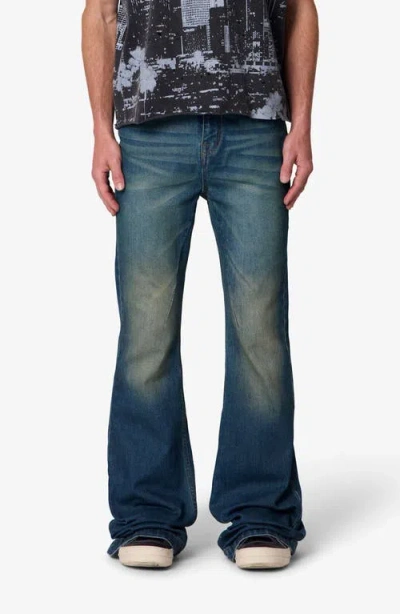 Mnml Super Stacked Relaxed Flare Leg Jeans In Blue