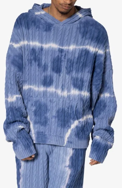 Mnml Tie Dye Cable Knit Hoodie In Blue