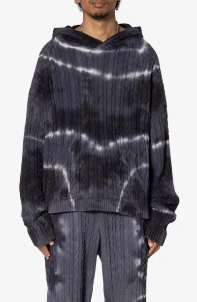 Mnml Tie Dye Cable Knit Hoodie In Black
