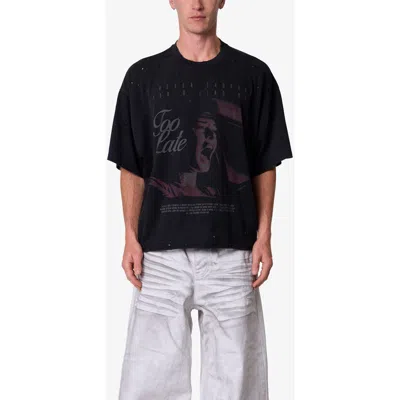 Mnml Too Late Distressed Graphic T-shirt In Black
