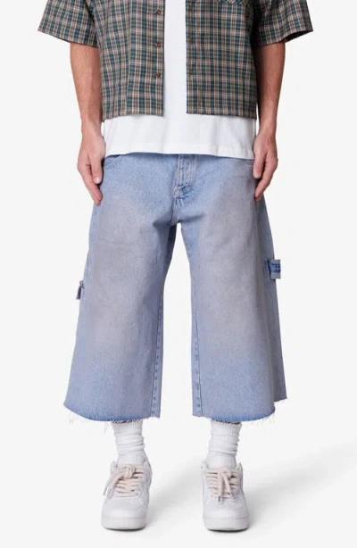 Mnml Ultra Baggy Carpenter Denim Shorts In Blue