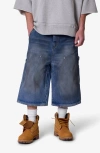 Mnml Ultra Baggy Denim Carpenter Shorts In Blue