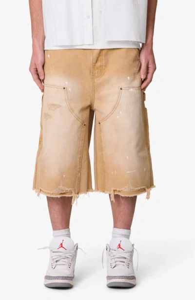 Mnml Ultra Baggy Denim Shorts In Brown