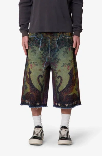 Mnml Ultra Baggy Denim Shorts In Green