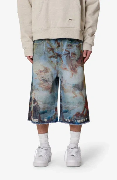 Mnml Ultra Baggy Denim Shorts In Blue