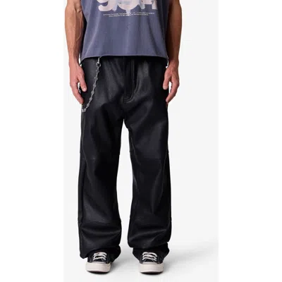 Mnml Ultra Baggy Faux Leather Pants In Black