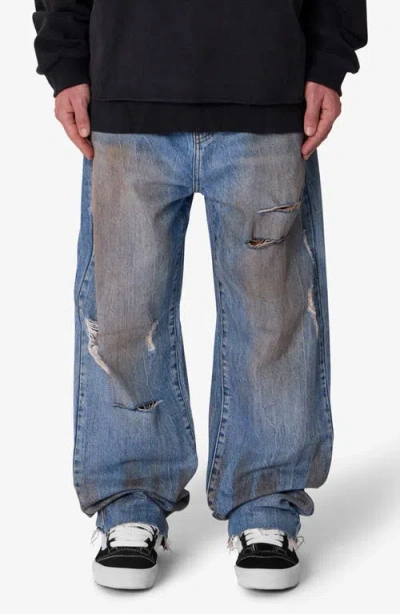 Mnml Ultra Baggy Ran Over Rip Jeans In Blue