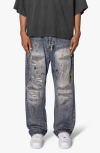 Mnml Ultra Baggy Ripped Jeans In Light Blue