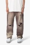 Mnml Ultra Baggy Ripped Work Pants In Brown