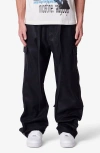Mnml Ultra Baggy Side Snap Faux Leather Cargo Pants In Black