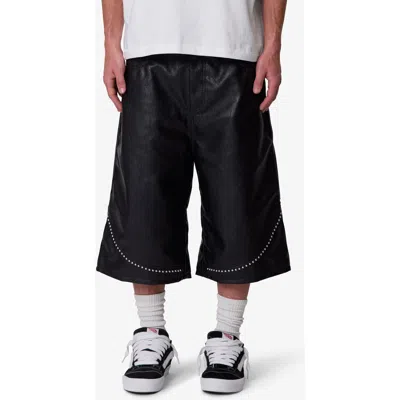 Mnml Ultra Baggy Studded Faux Leather Shorts In Black