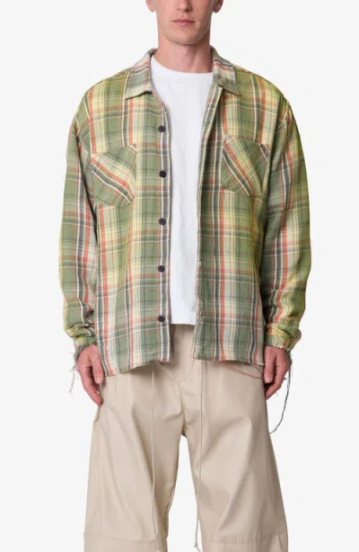 Mnml Vintage Plaid Flannel Shirt In Green