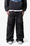 Mnml Void Baggy Cargo Jeans In Washed Black