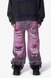 Mnml Void Distressed Spray Baggy Jeans In Black