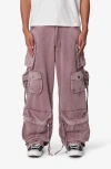 Mnml Washed Barrel Baggy Cargo Pants In Purple