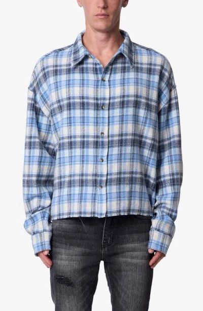 Mnml Washed Cropped Flannel Shirt In Blue