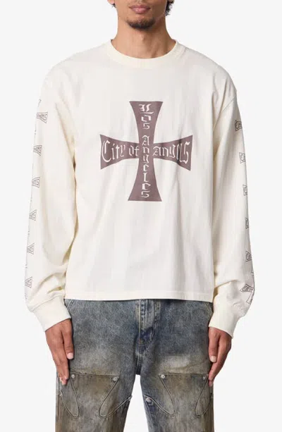 Mnml Washed La Long Sleeve Graphic T-shirt In Off White