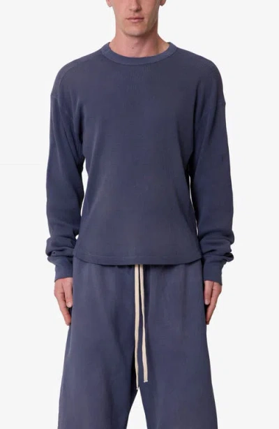 Mnml Washed Long Sleeve Cotton Thermal T-shirt In Blue