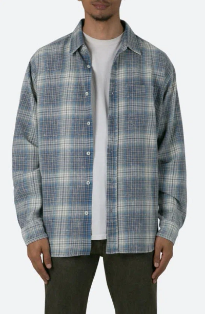 Mnml Washed Plaid Button-up Shirt In Blue/ White