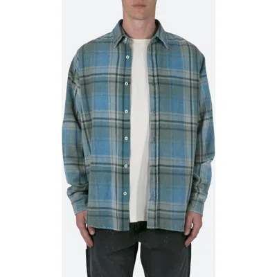 Mnml Washed Plaid Button-up Shirt In Blue/black