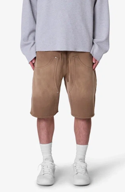 Mnml West Double Knee Sweat Shorts In Brown