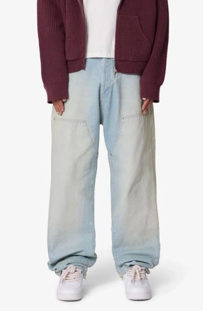 Mnml West Double Knee Wide Leg Jeans In Blue