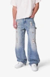 Mnml Western Jewel Baggy Carpenter Jeans In Blue