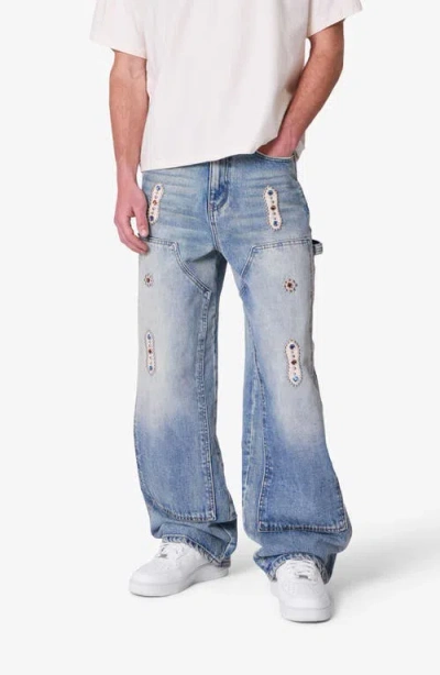 Mnml Western Jewel Baggy Carpenter Jeans In Blue