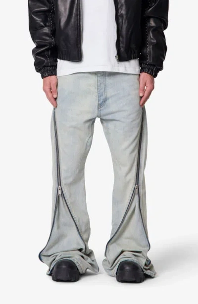 Mnml Zipper Extra Flare Leg Jeans In Blue