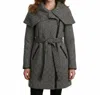 Mo-ka Asymmetrical Shawl Collar Coat In Gray In Gray
