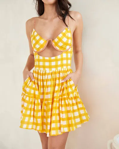 Mo Maya Le Soleil Sleeveless Short Dress In Yellow