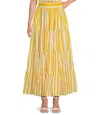 Mo Maya Le Soleil Stripe Print Maxi Skirt In Yellow In Yellow
