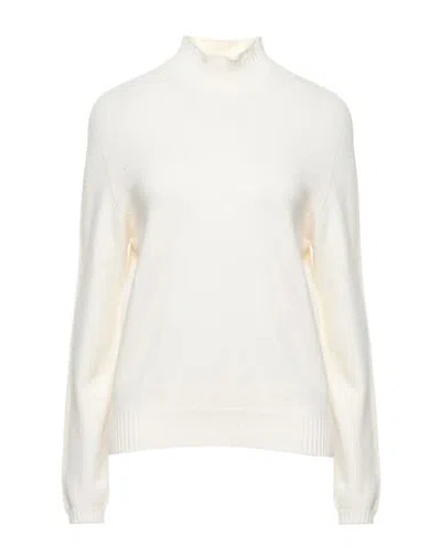 Mo-moi Woman Turtleneck Ivory Size L Viscose, Pbt - Polybutylene Terephthalate, Nylon In White
