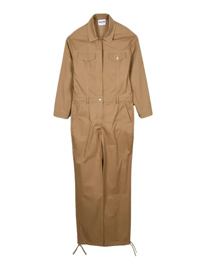 Mo5ch1no Jeans Beige Cotton Jumpsuit In Brown