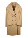 Mo5ch1no Jeans Beige Double-breasted Virgin Wool-blend Formal Coat In Neutral