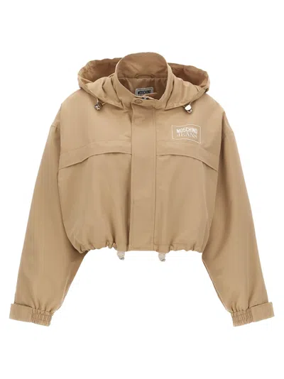 Mo5ch1no Jeans Logo Jacket Casual Jackets And Parka Beige In Brown
