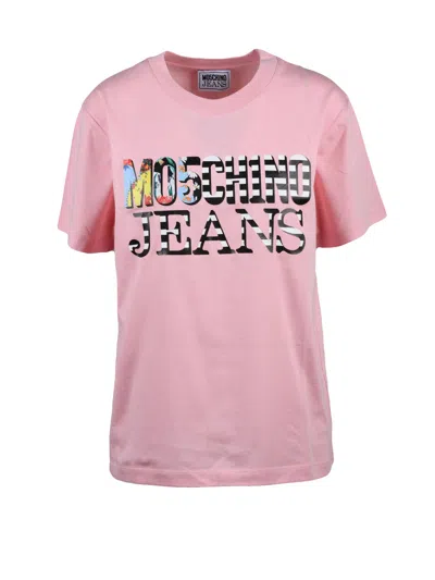 Mo5ch1no Jeans Pink Women Cotton T-shirt