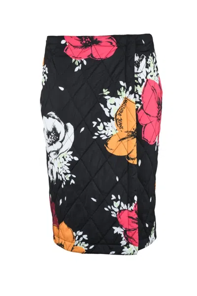 Mo5ch1no Jeans Quilted Wrap Skirt - Fuchsia/orange In Black